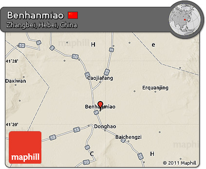 Shaded Relief Map of Benhanmiao