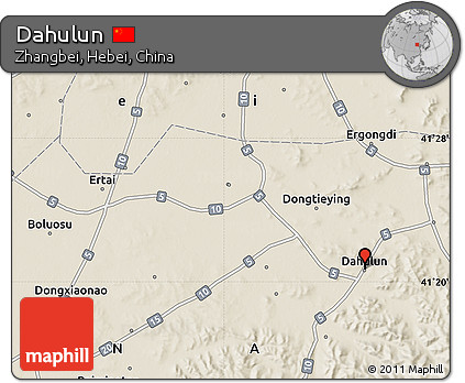 Shaded Relief Map of Dahulun