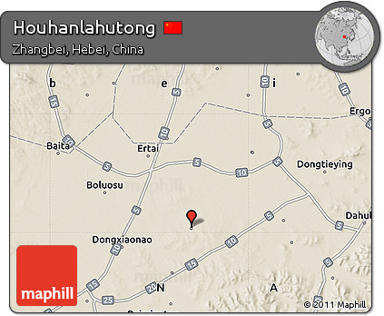 Shaded Relief Map of Houhanlahutong