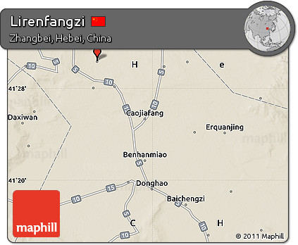 Shaded Relief Map of Lirenfangzi