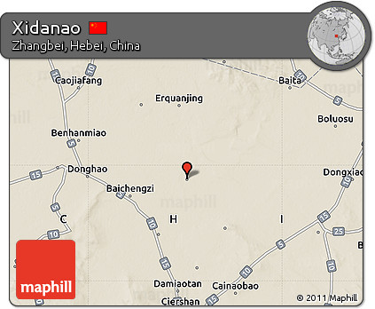 Shaded Relief Map of Xidanao
