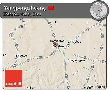 Shaded Relief Map of Yangpengzhuang