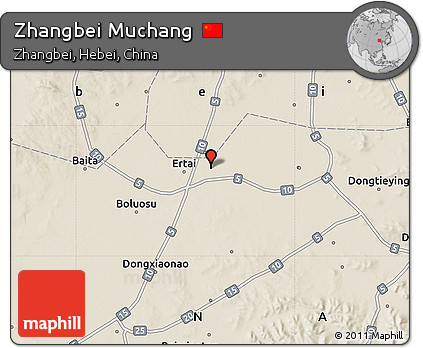 Shaded Relief Map of Zhangbei Muchang