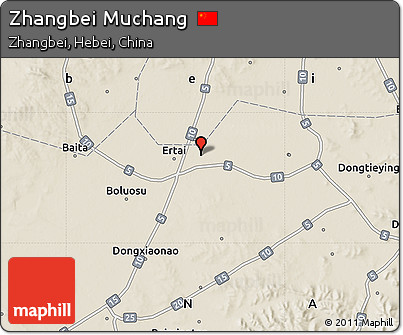 Shaded Relief Map of Zhangbei Muchang