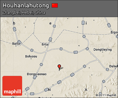 Shaded Relief Map of Houhanlahutong
