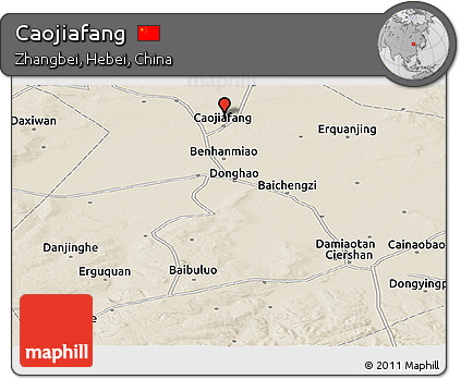 Shaded Relief Panoramic Map of Caojiafang