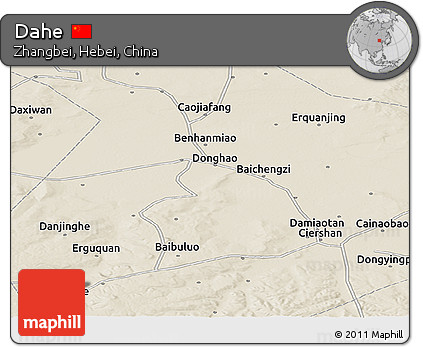 Shaded Relief Panoramic Map of Dahe