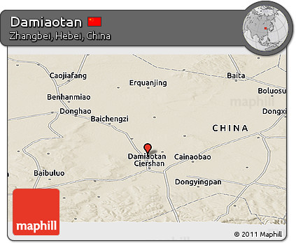 Shaded Relief Panoramic Map of Damiaotan