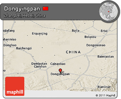 Shaded Relief Panoramic Map of Dongyingpan