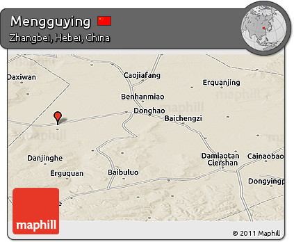 Shaded Relief Panoramic Map of Mengguying
