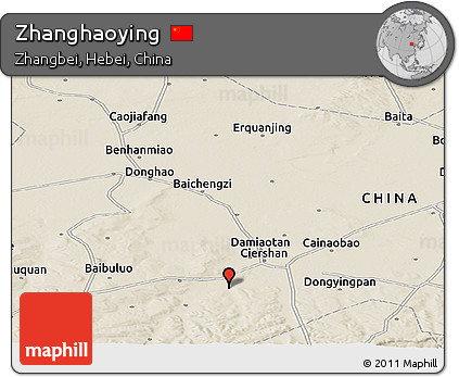 Shaded Relief Panoramic Map of Zhanghaoying