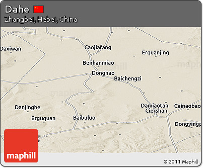 Shaded Relief Panoramic Map of Dahe