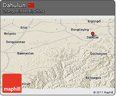 Shaded Relief Panoramic Map of Dahulun