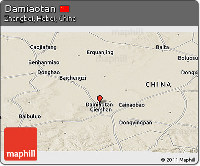 Shaded Relief Panoramic Map of Damiaotan