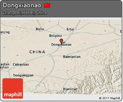 Shaded Relief Panoramic Map of Dongxiaonao