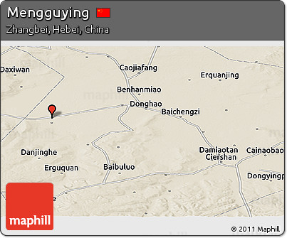 Shaded Relief Panoramic Map of Mengguying