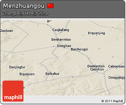 Shaded Relief Panoramic Map of Menzhuangou