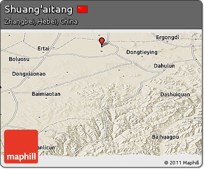 Shaded Relief Panoramic Map of Shuang'aitang