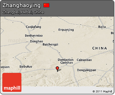 Shaded Relief Panoramic Map of Zhanghaoying
