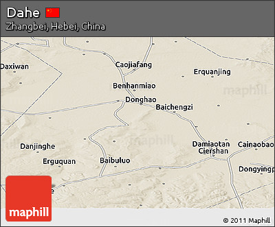 Shaded Relief Panoramic Map of Dahe