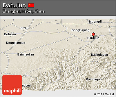 Shaded Relief Panoramic Map of Dahulun