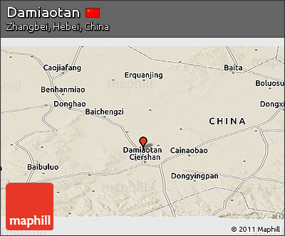 Shaded Relief Panoramic Map of Damiaotan