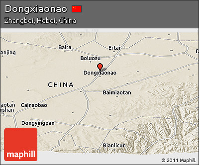 Shaded Relief Panoramic Map of Dongxiaonao