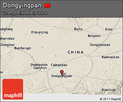Shaded Relief Panoramic Map of Dongyingpan