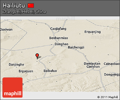 Shaded Relief Panoramic Map of Hailiutu