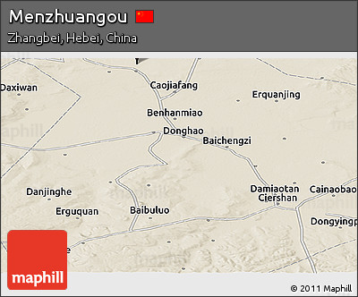 Shaded Relief Panoramic Map of Menzhuangou
