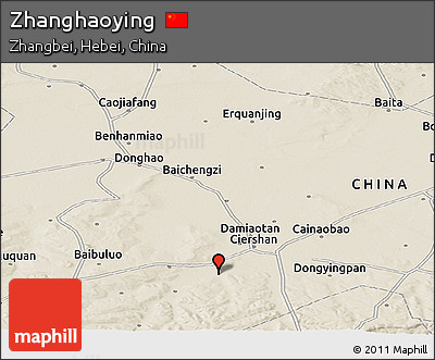Shaded Relief Panoramic Map of Zhanghaoying