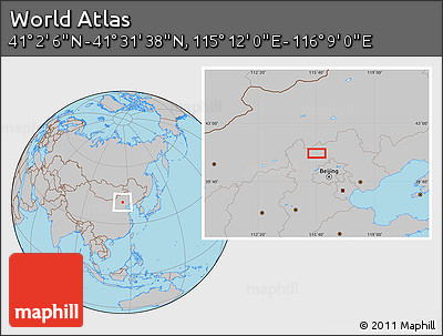 Gray Location Map of the Area around 41° 16' 52" N, 115° 40' 30" E