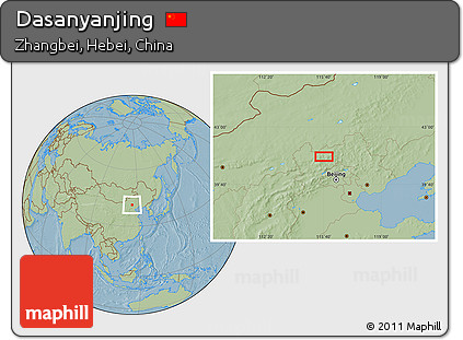 Savanna Style Location Map of Dasanyanjing, hill shading