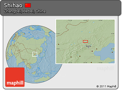 Savanna Style Location Map of Shihao, hill shading