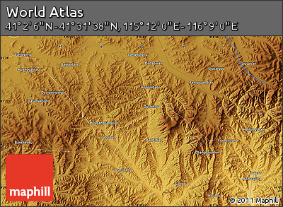 Physical Map of the Area around 41° 16' 52" N, 115° 40' 30" E