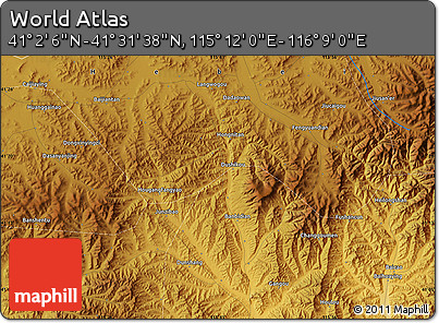 Physical Map of the Area around 41° 16' 52" N, 115° 40' 30" E