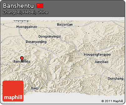 Shaded Relief Panoramic Map of Banshentu