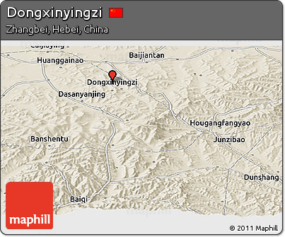 Shaded Relief Panoramic Map of Dongxinyingzi