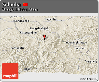 Shaded Relief Panoramic Map of Sidaoba