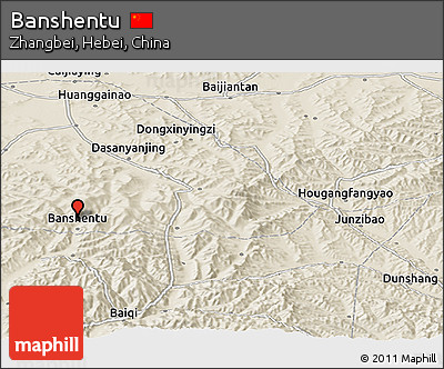 Shaded Relief Panoramic Map of Banshentu