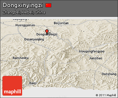 Shaded Relief Panoramic Map of Dongxinyingzi