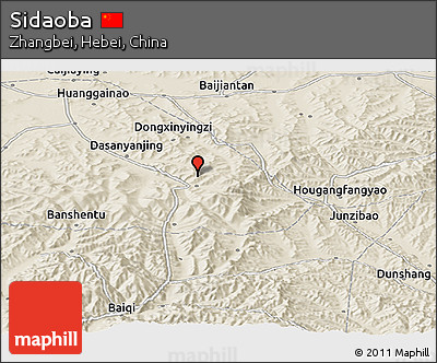 Shaded Relief Panoramic Map of Sidaoba