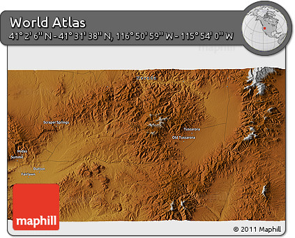 Physical 3D Map of the Area around 41° 16' 52" N, 116° 22' 30" W