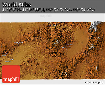 Physical 3D Map of the Area around 41° 16' 52" N, 116° 22' 30" W
