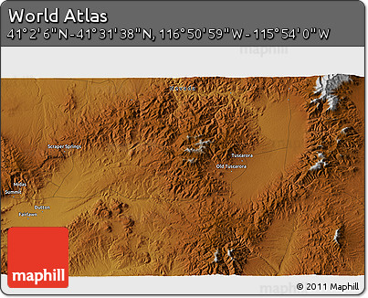 Physical 3D Map of the Area around 41° 16' 52" N, 116° 22' 30" W