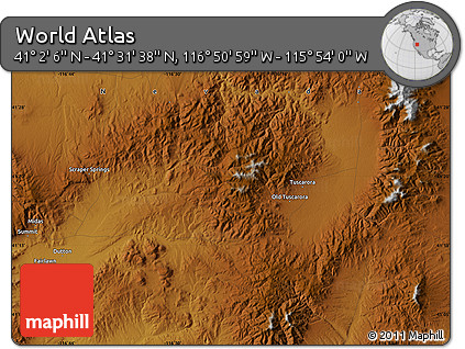 Physical Map of the Area around 41° 16' 52" N, 116° 22' 30" W