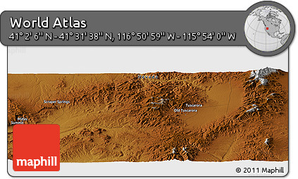 Physical Panoramic Map of the Area around 41° 16' 52" N, 116° 22' 30" W