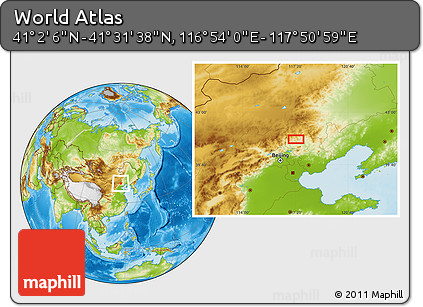 Physical Location Map of the Area around 41° 16' 52" N, 117° 22' 30" E