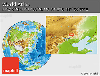 Physical Location Map of the Area around 41° 16' 52" N, 117° 22' 30" E