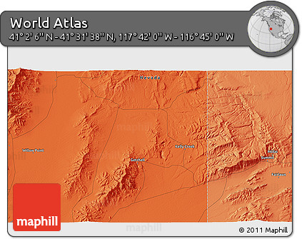 Political 3D Map of the Area around 41° 16' 52" N, 117° 13' 29" W